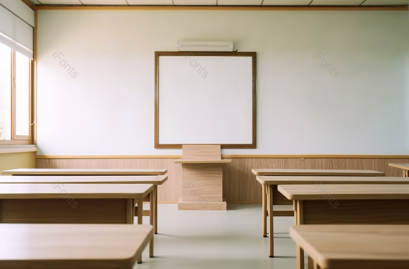 干净明亮大学教室里桌椅整齐排列,高清,摄影图,摄影图片,图片大全,摄影图免费下载